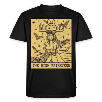 Carte de Tarot Esthétique La Grande Prêtresse Occulte - T-shirt Premium bio Homme - noir - Devant - Nico (187cm)