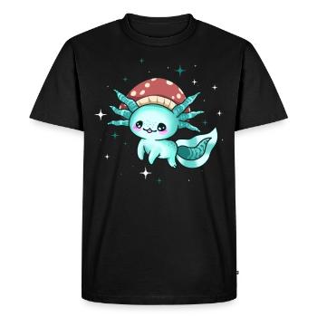 Cottagecore Esthétique Kawaii Axolotl Tête de Champignon - T-shirt Premium bio Homme - noir - Devant - Nico (187cm)