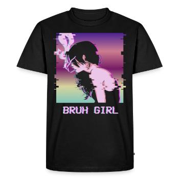 Bruh Girl Vaporwave Esthétique Gothique Anime Fille - T-shirt Premium bio Homme - noir - Devant - Nico (187cm)