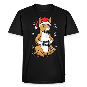 Noël Basenji Chien Gamer Congo Terrier - T-shirt Premium bio Homme - noir - Devant - Nico (187cm)