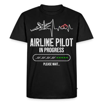 Airline Pilot In Progress Heartbeat Future Pilot - Men's Premium Organic T-Shirt - black - Front - Nico (187cm)