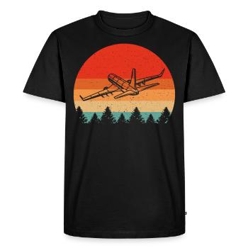 Retro Airplane for Airplane Airline Pilot - Men's Premium Organic T-Shirt - black - Front - Nico (187cm)