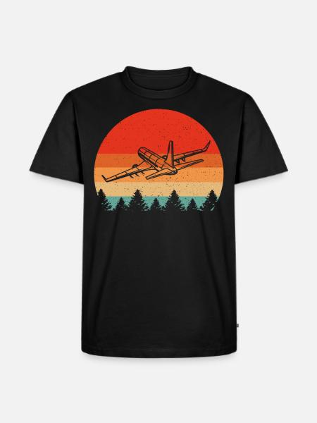 Retro Airplane for Airplane Airline Pilot - Herre Premium økologisk T-shirt - sort