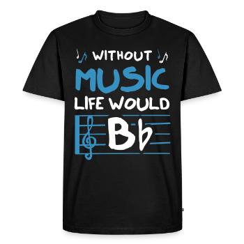 Sans musique, la vie serait plate - T-shirt Premium bio Homme - noir - Devant - Nico (187cm)