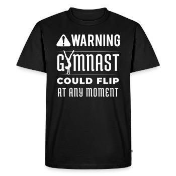 Warning Gymnast Could Flip At Any Moment - Men's Premium Organic T-Shirt - black - Front - Nico (187cm)