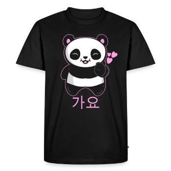 K-Pop Music Panda avec le symbole du cœur du doigt - T-shirt Premium bio Homme - noir - Devant - Nico (187cm)