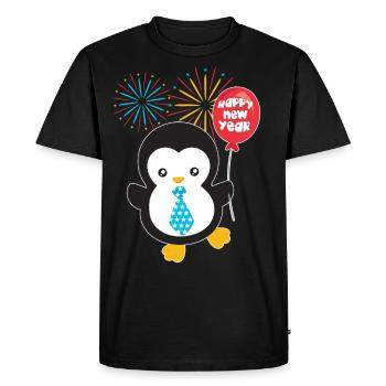 New Year's Eve Penguin - New Year's Eve Penguin - Men's Premium Organic T-Shirt - black - Front - Nico (187cm)