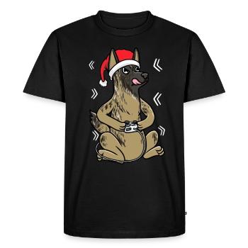Noël Hollandse Herdershond Dog Gamer - T-shirt Premium bio Homme - noir - Devant - Nico (187cm)