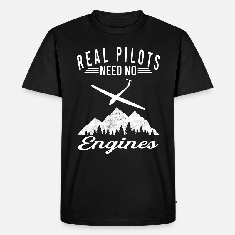 Real Pilots need no Engines - Männer Premium Bio T-Shirt - Schwarz