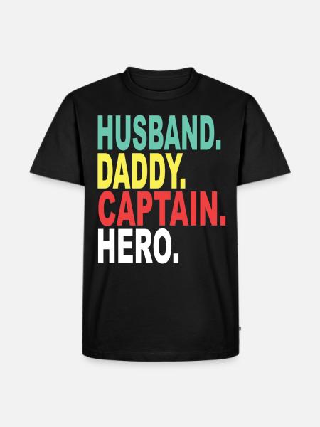 Ehemann Papa Kapitain Held - Männer Premium Bio T-Shirt - Schwarz