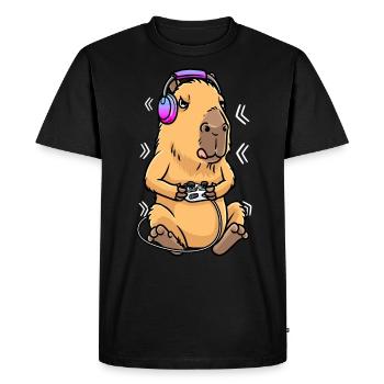 Capybara Rodent Video Game Gaming Gamer - Men's Premium Organic T-Shirt - black - Front - Nico (187cm)