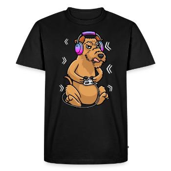 Irish Terrier Dog Gamer Gaming Video Game Irish - Men's Premium Organic T-Shirt - black - Front - Nico (187cm)
