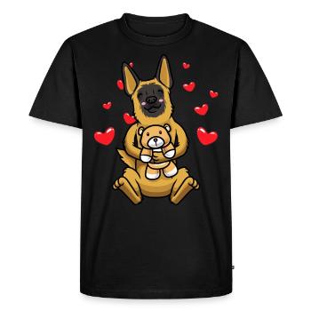 Kawaii Malinois Chien Peluche Jouet Belge - T-shirt Premium bio Homme - noir - Devant - Nico (187cm)