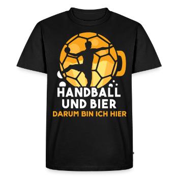 Handball et bière C’est pourquoi je suis ici - T-shirt Premium bio Homme - noir - Devant - Nico (187cm)