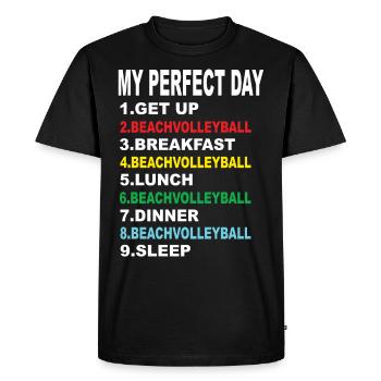 Ma journée parfaite Beach Volleyball - T-shirt Premium bio Homme - noir - Devant - Nico (187cm)