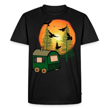 Small Cottage House Construction Trailer Nature Lovers Freedom - Men's Premium Organic T-Shirt - black - Front - Nico (187cm)
