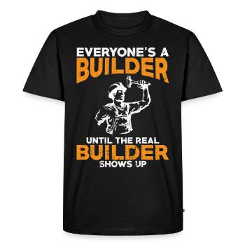 Tout le monde est un bâtisseur - Créateur de cadeaux - T-shirt Premium bio Homme - noir - Devant - Nico (187cm)