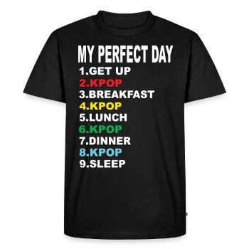 Ma journée parfaite Kpop - T-shirt Premium bio Homme - noir - Devant - Nico (187cm)