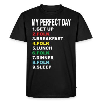 Ma journée parfaite Folk - T-shirt Premium bio Homme - noir - Devant - Nico (187cm)