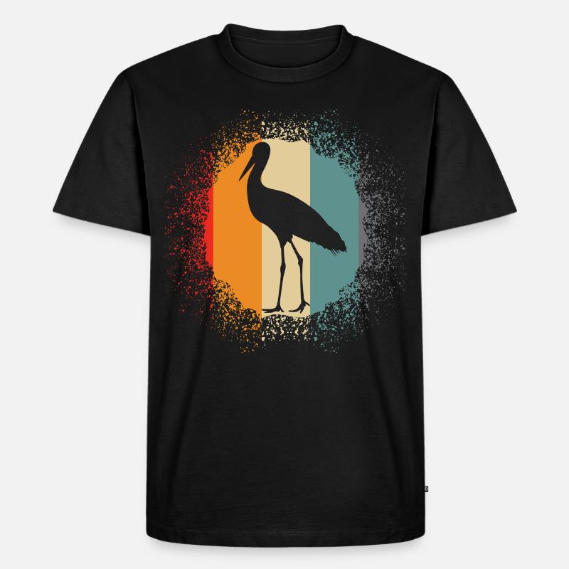Storch Retro Storche - Männer Premium Bio T-Shirt - Schwarz