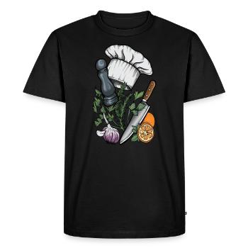 Cuisinier I Épices Cuisine Toque de chef Motif - T-shirt Premium bio Homme - noir - Devant - Nico (187cm)