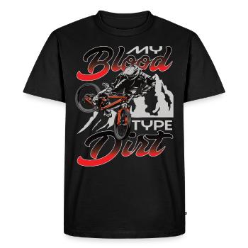 VTT de descente C’est mon groupe sanguin - T-shirt Premium bio Homme - noir - Devant - Nico (187cm)