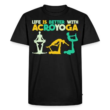 Savasana Acroyoga Rétro Acro Yoga - T-shirt Premium bio Homme - noir - Devant - Nico (187cm)