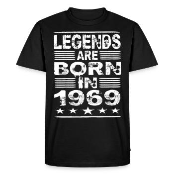 Les légendes naissent en 1969 - T-shirt Premium bio Homme - noir - Devant - Nico (187cm)