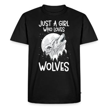 Juste une fille qui aime les loups forêt animaux loup - T-shirt Premium bio Homme - noir - Devant - Nico (187cm)