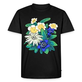 Austria Flowers Flower Mountains Mountains Nature Flora - Men's Premium Organic T-Shirt - black - Front - Nico (187cm)