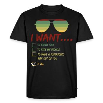 Je veux casser les lunettes de soleil l’été - T-shirt Premium bio Homme - noir - Devant - Nico (187cm)