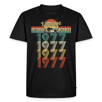 Birthday Born 1977 Vintage Year of birth 1977 - Men's Premium Organic T-Shirt - black - Front - Nico (187cm)