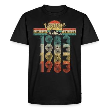 Anniversaire Né 1983 Millésime Année de naissance 1983 - T-shirt Premium bio Homme - noir - Devant - Nico (187cm)