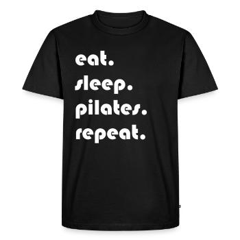 Pilates - manger. Dormir. pilates. répéter. - T-shirt Premium bio Homme - noir - Devant - Nico (187cm)