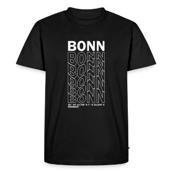 Bonn Koordinaten - Männer Premium Bio T-Shirt - Schwarz - Vorne - Nico (187cm)