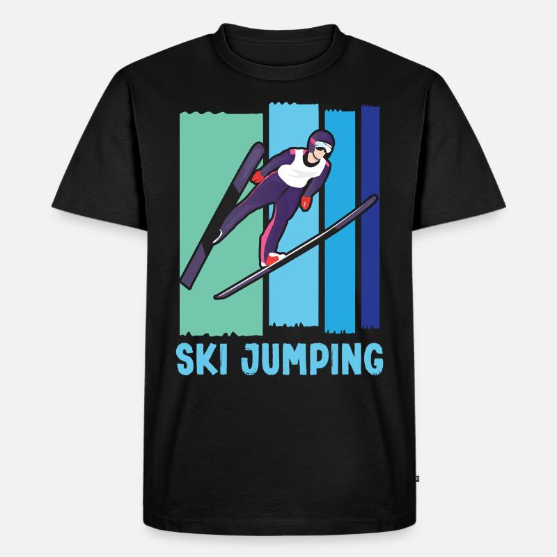 Ski Springen Skispringen - Männer Premium Bio T-Shirt - Schwarz