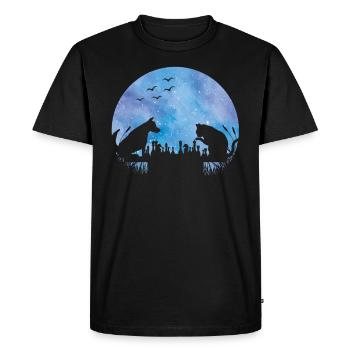 Joueur d’échecs Chien Chat Galaxy Stars - T-shirt Premium bio Homme - noir - Devant - Nico (187cm)