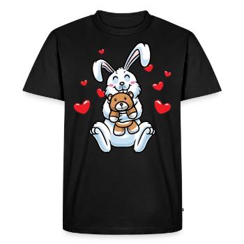 Kawaii Lapin Câlin Toy Cœurs Carnickel Lapin - T-shirt Premium bio Homme - noir - Devant - Nico (187cm)