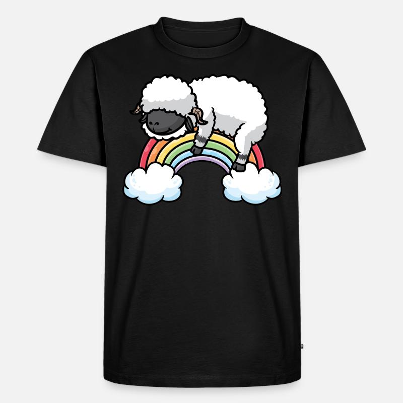 Walliser Schwarznasenschaf Regenbogen Pyjama - Männer Premium Bio T-Shirt - Schwarz