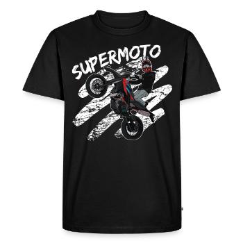 Supermotard / Supermotard / Supermotard Wheelie - T-shirt Premium bio Homme - noir - Devant - Nico (187cm)