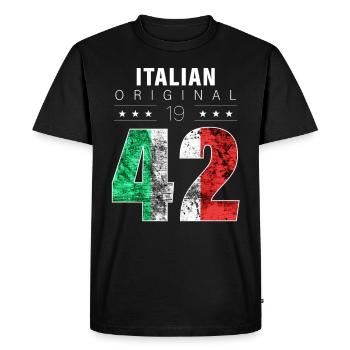 Italian Original 1942 80 birthday Italy flag - Men's Premium Organic T-Shirt - black - Front - Nico (187cm)