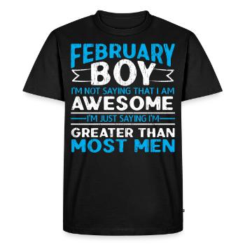 Février Anniversaire des hommes - T-shirt Premium bio Homme - noir - Devant - Nico (187cm)