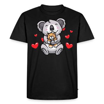 Peluche Jouet Koala Kawaii Coeur Koala Ours - T-shirt Premium bio Homme - noir - Devant - Nico (187cm)