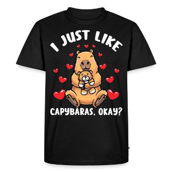 Capybara dans le style kawaii capybara Avec des cœurs - T-shirt Premium bio Homme - noir - Devant - Nico (187cm)