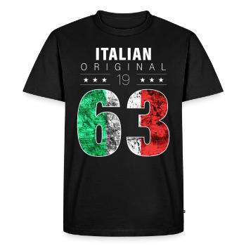 Italian Original 1963 59 birthday Italy flag - Men's Premium Organic T-Shirt - black - Front - Nico (187cm)