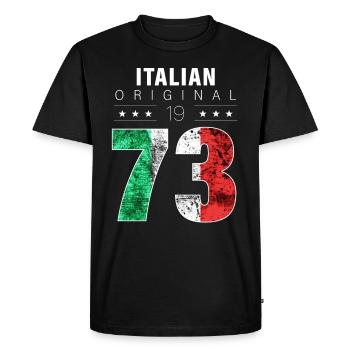 Italian Original 1973 49 Birthday Italy Flag - Men's Premium Organic T-Shirt - black - Front - Nico (187cm)