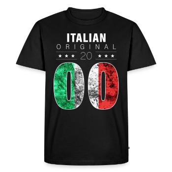 Italian Original 2000 22 Birthday Italy Flag - Men's Premium Organic T-Shirt - black - Front - Nico (187cm)
