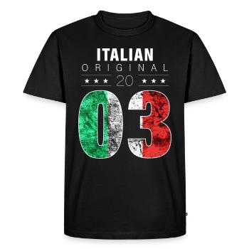 Italian Original 2003 19 Birthday Italy Flag - Men's Premium Organic T-Shirt - black - Front - Nico (187cm)