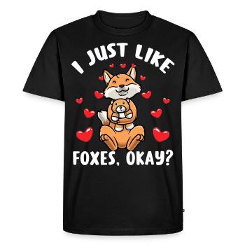 Kawaii Fox Cuddly Toy Heart Fox - Men's Premium Organic T-Shirt - black - Front - Nico (187cm)
