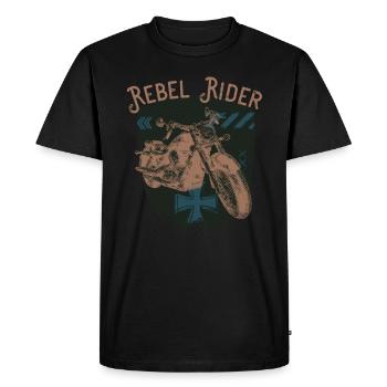 Rebel Rider Moto Vintage Rocker Motard - T-shirt Premium bio Homme - noir - Devant - Nico (187cm)